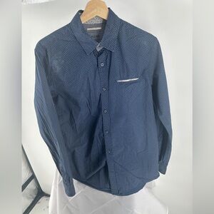 Salsa blue slim fit button down shirt